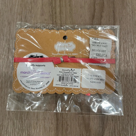 Mud Pie Baby Girls' Hot Pink Bow Headband, One Size - Picture 2 of 2